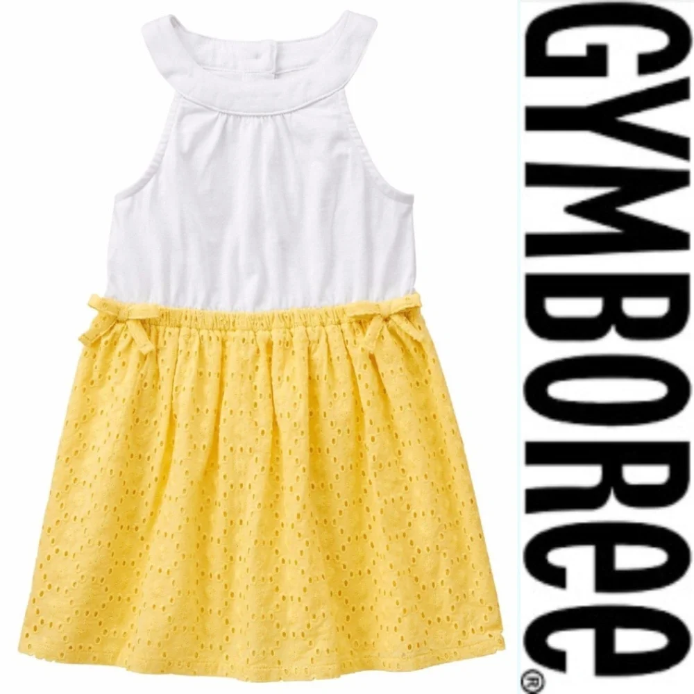 Gymboree Girl Eyelet A-line Dress Set Size 2T Yellow White Sleeveless Summer NWT